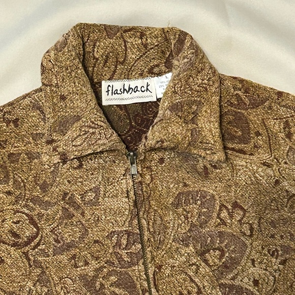 Vintage Flashback Patterned Woven Tapestry Zip Up Jacket - L - Picture 2 of 7
